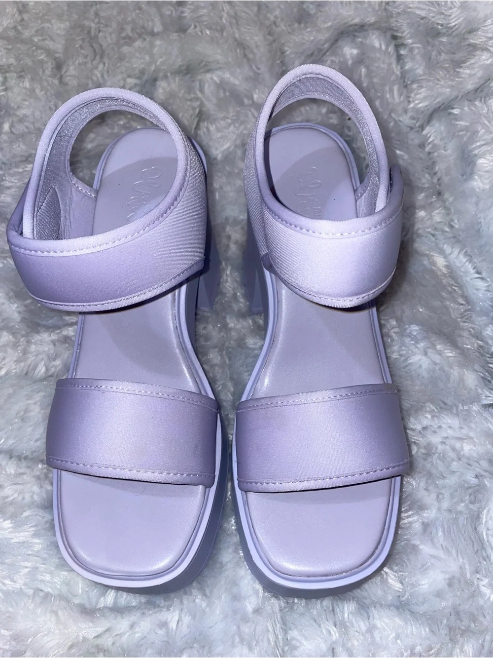 Platform Heel Sandals in Lavender - Women's Chunky Strap Heels